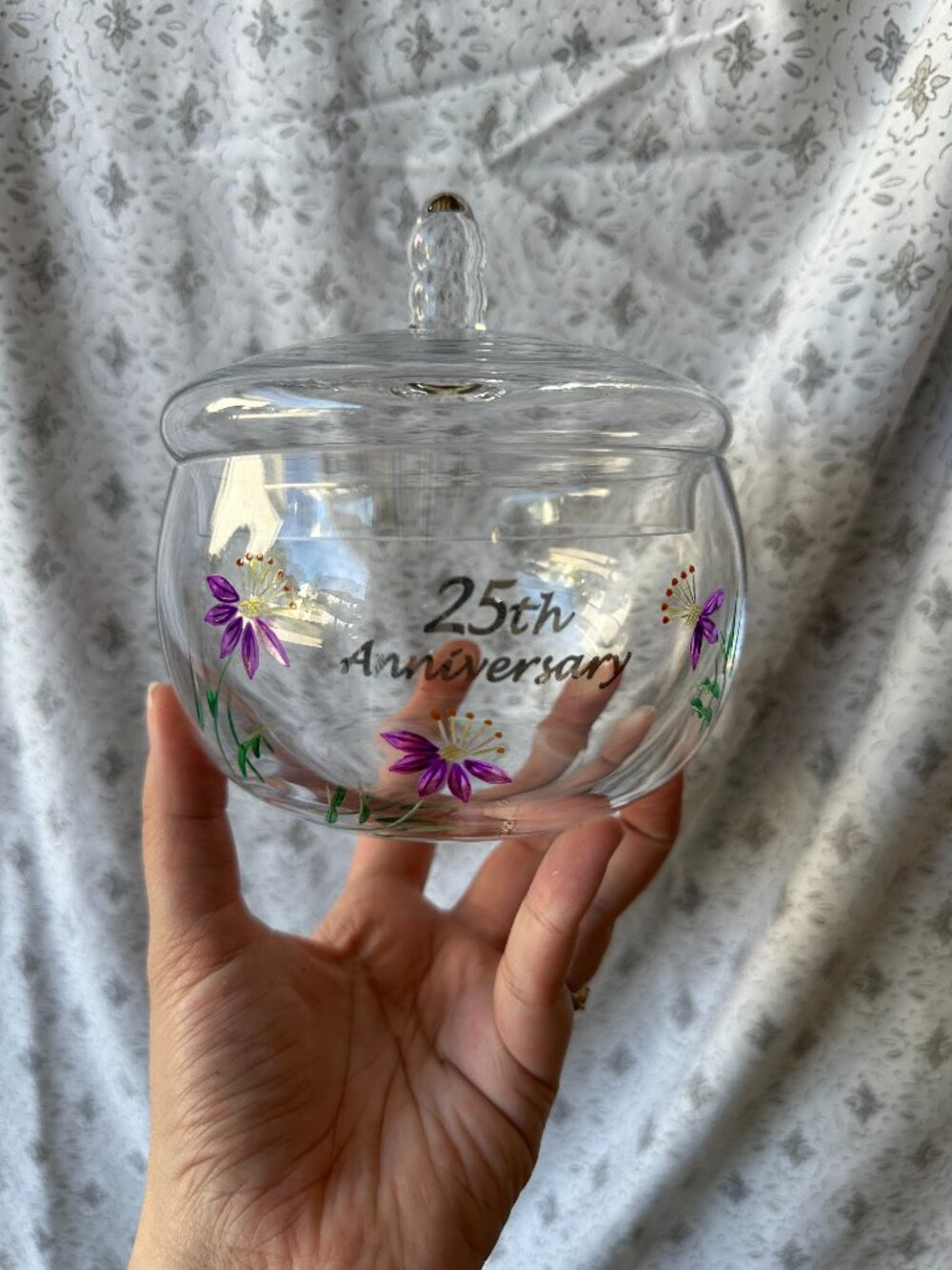 25th Anniversary Glass Bowl with Lid